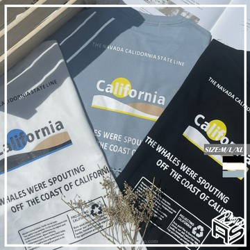 【MKST.STUDIO】(80034) 韓國 California 加州 回收LOGO 短TEE 寬鬆版型 男女皆可