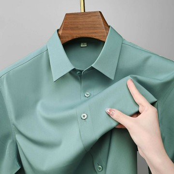 【新款熱賣】男裝夏季清涼襯衫柔軟舒適透氣商務休閑百搭免燙短袖襯衫男