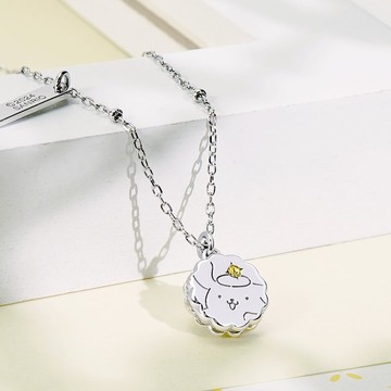 布丁狗喜拿一起玩系列-Purin&Cinna夾心餅乾晶鑽純銀項鍊