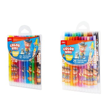 得力Deli COLOR KIDS旋轉蠟筆/EC223/12色/24色｜Officepro總務倉庫