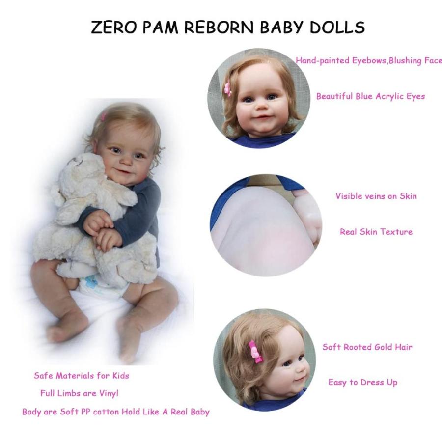 Zero Pam 24 Inch Lifelke Reborn Baby Dolls Smiling Girl Real