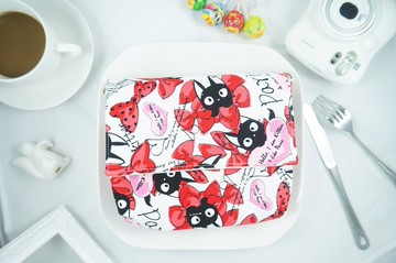 MINIxROSE 粉黑貓咪厚片土司包/斜背包/肩背包/附免費打印名字皮標