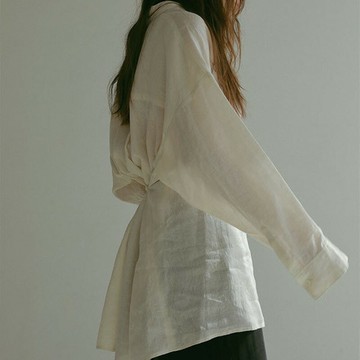 【巴黎精品】現貨+預購 襯衫長袖上衣-亞麻寬鬆輕薄襯衣女裝a1fu7