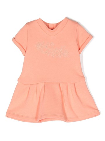 Chloé Kids - logo-embroidered T-shirt dress - kids - Cotton - 6 - Pink