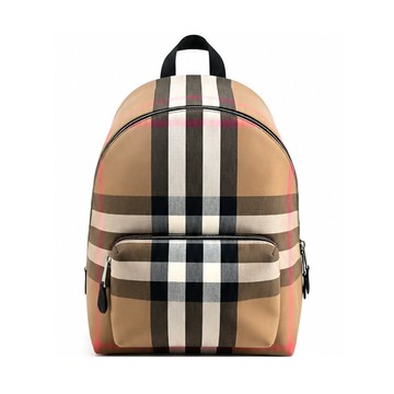 BURBERRY Jeff 經典格紋帆布後背包(卡其)