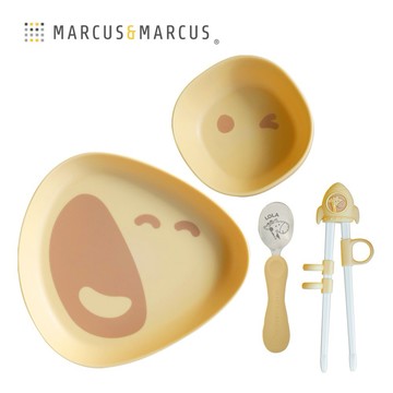 【MARCUS&MARCUS】環保rPET兒童防滑學習餐具4件組(長頸鹿)