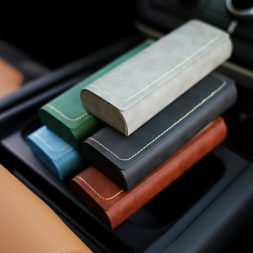 簡約式便攜 皮質復古清新ins風抗壓眼鏡收納盒男女學生近視眼鏡盒