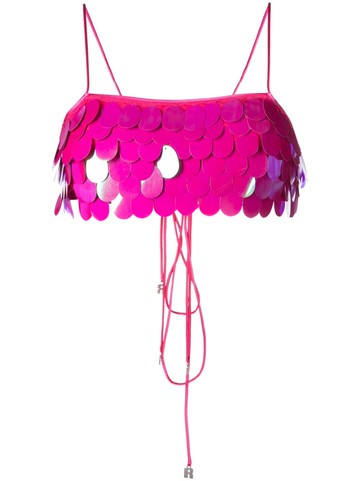 ROTATE BIRGER CHRISTENSEN - sequin-embellishment cropped top - women - Recycled Polyester/Elastane/Polyester - 34 - Pink