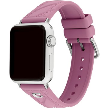 COACH Apple Watch 錶帶 38/40/41mm適用 粉紫色菱格紋矽膠錶帶 520快樂 送禮禮物(不含手錶