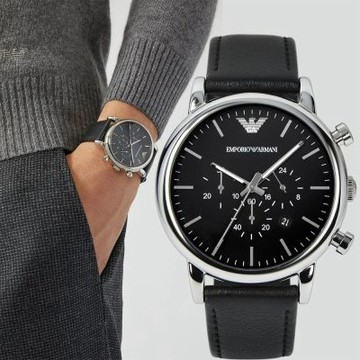 EMPORIO ARMANI 亞曼尼  Diver 三眼計時皮帶手錶 男錶 -43mm AR18281