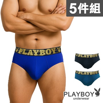 【PLAYBOY】黃金織帶涼感透氣網眼舒適三角褲(5件組)