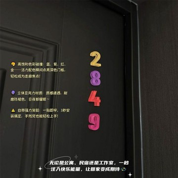 🔥臺灣出🔥多巴胺 定製門牌號 家用 入戶 數字門牌號 亞克力立體數字裝飾 門牌 自粘