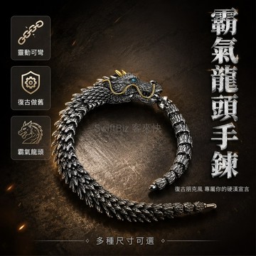 台灣出貨✨ 龍頭手鍊 復古男士手鍊 霸氣個性龍形飾品 朋克風手環 18CM 20CM 22CM 23CM 24CM