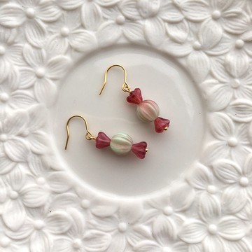 【若桑】【菓子舖】覆盆莓抹茶拿鐵。糖果耳環。