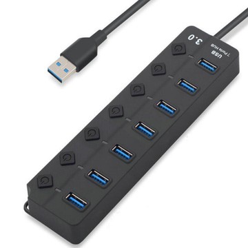 USB3.0 HUB 集線器 7口 集線器7埠 帶LED開關 高速集線器 分配器 擴充器【DD354】 123便利屋