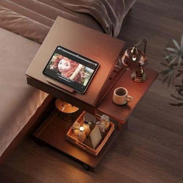 可移動茶几 可調節折疊 40×40×71CM 床邊桌 邊几 電腦桌 筆電桌 置物桌 收納桌 工作台 書桌