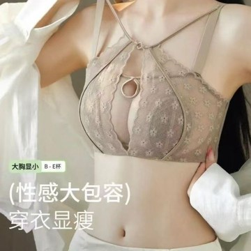 法式輕薄網紗內衣女 超薄款文胸 大胸顯小 無鋼圈 聚攏上托提拉 收副乳防下垂 兔耳杯 性感美背 隱形純欲文胸