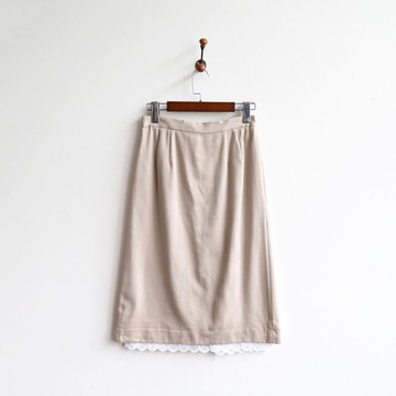 【蛋植物古著】霧雪蕾絲日本製薄毛高腰古著裙