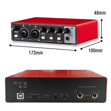 聲卡工作室錄音專業 USB 音頻接口聲音設備帶回迴路監控 48V 幻影錄製新