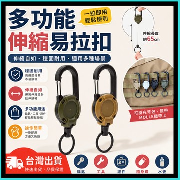 🍅鑰匙扣 登山扣 d型扣環 釣魚伸縮扣 多功能鑰匙扣 伸縮鑰匙扣 登山扣鑰匙圈 鋼絲繩伸縮扣 背包扣環
