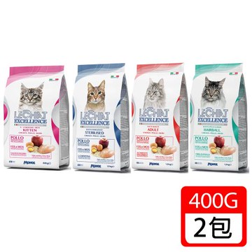 義大利LE卓越-天然呵護貓糧400g(幼母貓/成貓/化毛貓/結紮貓) x2包