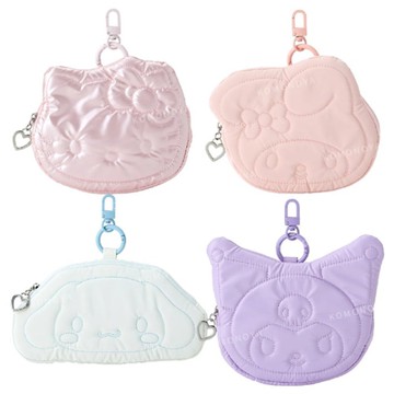 小禮堂 Sanrio 三麗鷗 造型絎縫票卡零錢吊飾 (冬日羽絨) Kitty 酷洛米 大耳狗 美樂蒂