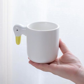 加油鴨日式啞光早餐杯沙拉家用米飯碗咖啡杯碟馬克杯茶壺套裝餐具