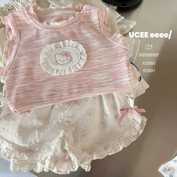 🎀biubiu童裝🎀2025女童夏季套裝新款寶寶洋氣時髦背心T恤上衣兒童兩件套
