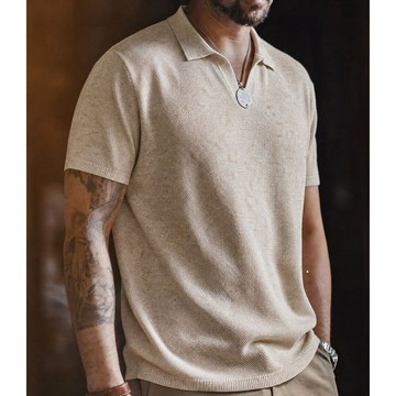 Wuluwear 【天絲鷗領】高級海鷗領短袖針織衫男夏季天絲冰涼感透氣潮流上衣