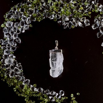 巴基斯坦 縫合水晶｜戰艦水晶 純銀手工包框 天然水晶項鍊 S25AB26-104