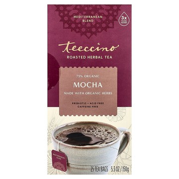 Teeccino, 烘焙草本茶，摩卡，無咖啡萃取，25 茶包，5.3 盎司（150 克）