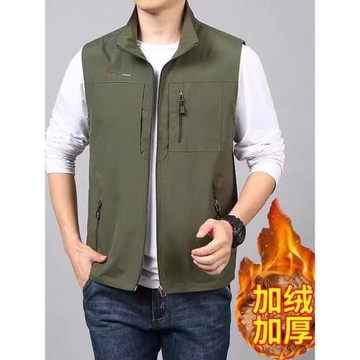 秋冬雙面穿馬甲男士戶外運動抓絨背心搖粒絨坎肩加絨馬夾無袖外套