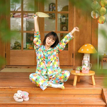 無限宇宙 魔方家居服 柔軟絲滑抗皺 睡衣睡褲兩件套