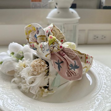 純棉拼布綁結蝴蝶結髮箍頭箍髮飾-草莓牛奶吐司