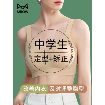 貓人內衣中學生發育期固定杯運動防震大胸顯小無痕美背文胸罩