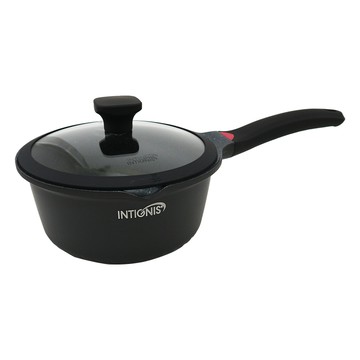 一品川流 英國製 INTIGNIS 大理石鑄造深型雪平鍋-單把-24cm / 3L-1支 (附玻璃蓋)