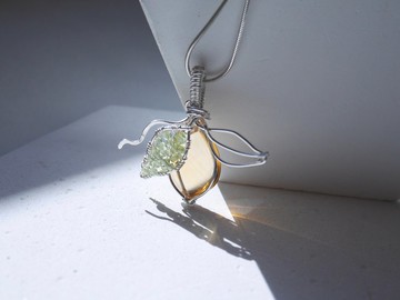 黃水晶檸檬吊咀連項鏈