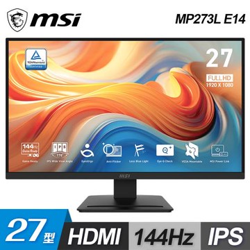 【MSI 微星】PRO MP273L E14 27型 144Hz 美型螢幕