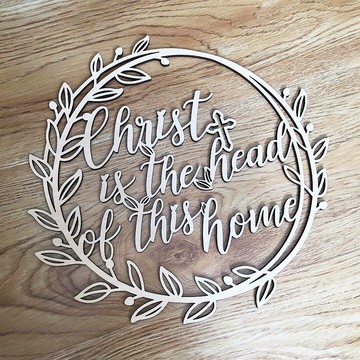 Christian Sign Wall Hanger 木製花環花圈 居家擺設