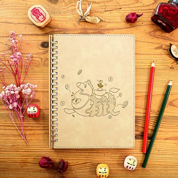 NEW ! 2026  A5 抽取式仿皮革活頁筆記本-江雪 馬上有錢-沙漠黃