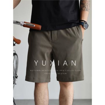 (免運)YUXIAN易打理運動休閑短褲抗皺松緊壓膠四面彈男士五分褲戶外春夏