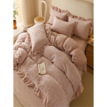 高端加厚雕花牛奶絨四件套2025新款冬款珊瑚絨被套冬天法蘭絨床單