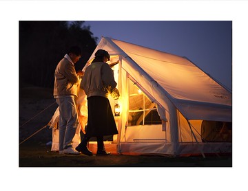 免運+開發票 原始人帳篷戶外全自動充氣棉布野營多人加厚防雨超大空間露營裝備