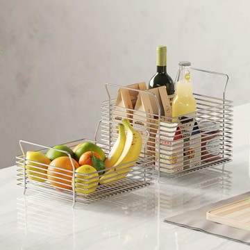 304不銹鋼可疊加收納筐大號砧板收納雞蛋面包零食雜物儲物籃臺面