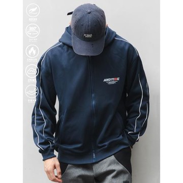 ANDTIME美式外套秋冬拉鏈連帽長袖休閑運動上衣復古情侶帽衫衛衣