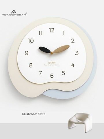 免打孔奶油風時鐘家用鐘表裝飾品2023新款掛鐘客廳/掛鐘/時鐘/鐘錶/時間鐘/客廳掛鐘