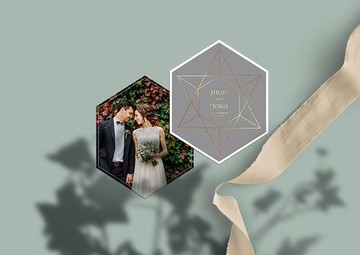 W&W婚卡盛宴-喜帖謝卡-幾何光芒