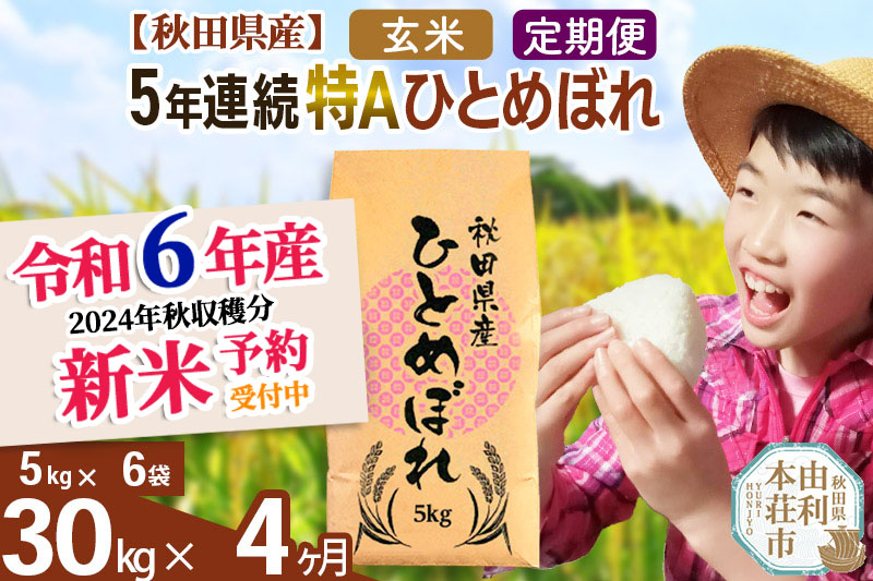 ※令和6年産 新米予約※《定期便4ヶ月》5年連続特A 秋田県産ひとめぼれ 計30kg (5kg×6袋) |08_fon-3x3004g