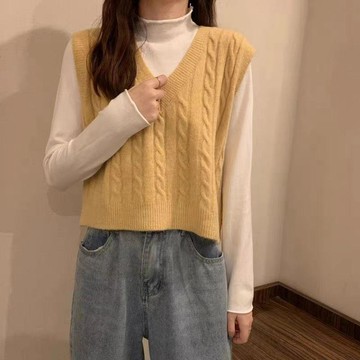 台灣现貨 女減齡針織開衫 百搭針織馬甲 休閒通勤針織開衫 外穿百搭針織開衫 v領毛衣背心 韓版針織開衫 秋冬針織開衫