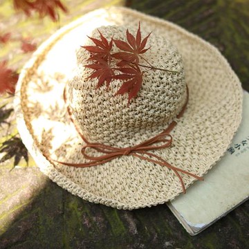 百搭寬檐草編帽女夏海邊度假沙灘太陽帽休閑蝴蝶結遮陽帽防曬帽子